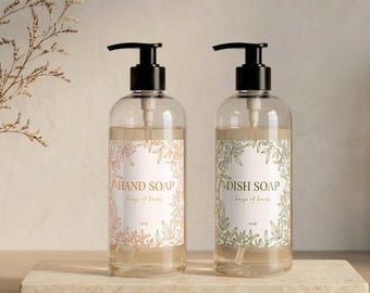 Botanical Floral Soap Labels | Waterproof Matte Vinyl Stickers, Kitchen Organization