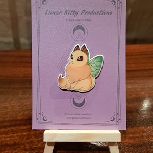 Cat Moth Pin | Handmade Shrink Plastic Pin