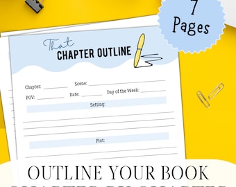 Chapter-by-Chapter Outline - Nanowrimo Worksheet, Novel Outline, Outline Your Novel, Outlining Worksheet, Writer Worksheet, Outline a Novel