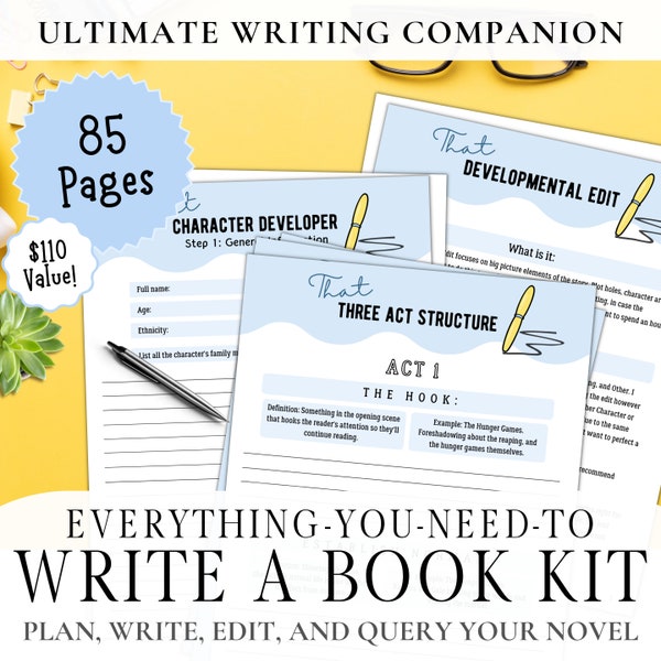 Write a Book Kit - Write a Book, Write Your First Book, Plan a Book, Write a Novel, Plot a Book, Edit a Book, Fiction Writing, Novel Writing