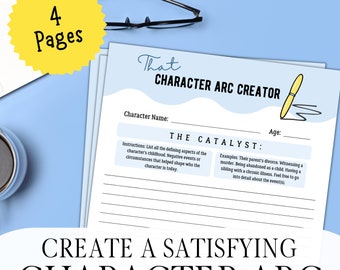 Character Arc Creator - Nanowrimo Worksheet, Character Arc Worksheet, Writer Worksheet, Author Worksheet, Plan a Novel, Outline a Novel