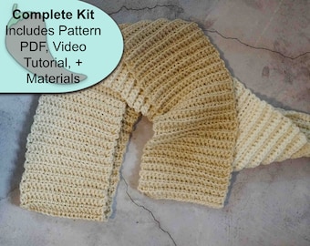 CLEARANCE SALE! Learn to crochet scarf crochet kit with yarn