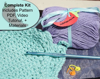 Learn to crochet dishcloth crochet kit with yarn