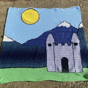 castle fairytale baby blanket crochet pattern PDF instant download
