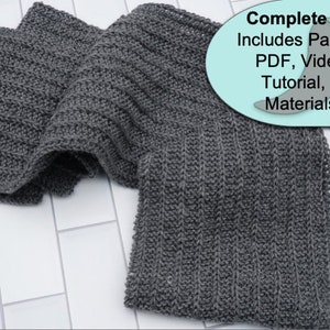 Learn to knit scarf kit with yarn