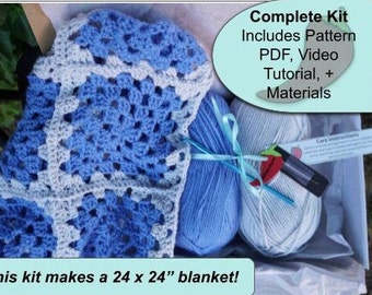 Learn to crochet baby blanket crochet kit with yarn