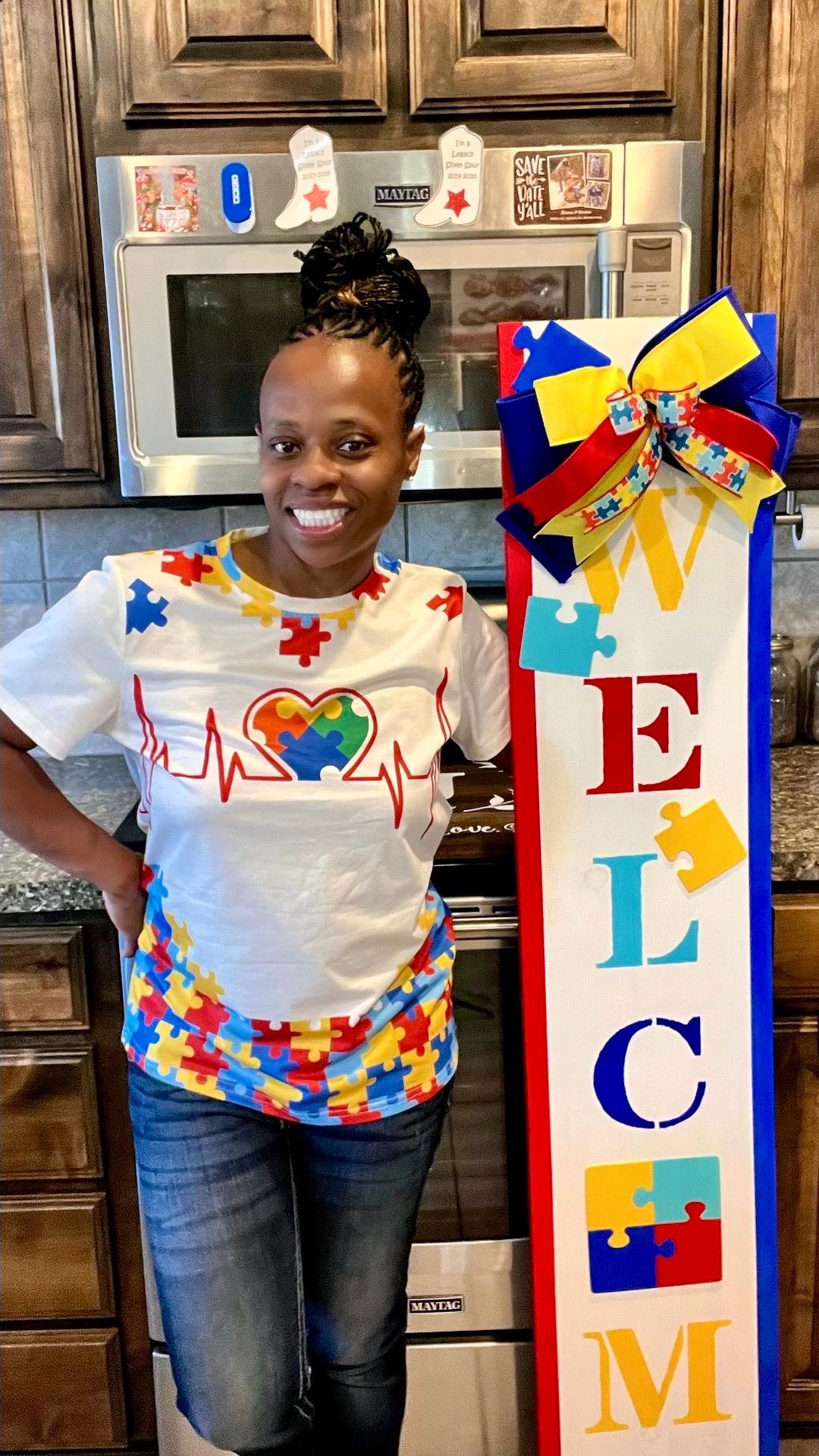 Autism Awareness Wreath and Welcome Sign Set, Love Needs No Words ...