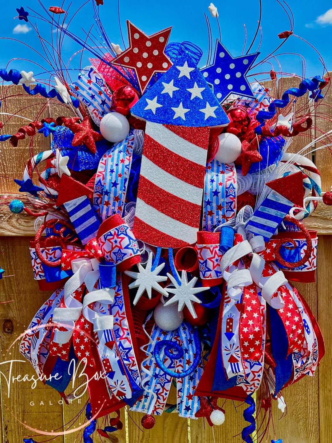 Patriotic Rocket Wreath: Independence Day Door Decor - Etsy