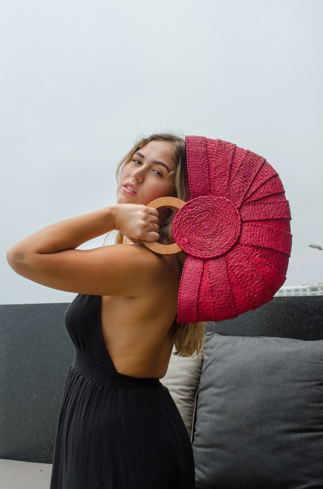 Aria Straw Beach Bag Women Raffia Beach Tote Basket, Handmade Vintage