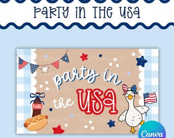 Party in USA Banner Template | Patriotic 4th of July Decor | Silly Goose