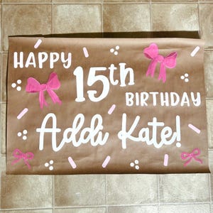 Hand Painted Custom Party Banner- Kraft Paper Banner - Painted Banner- Paper Banner - Birthday Banner - Party Decor - Party Sign