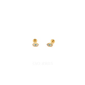 Threadless Push Pin Flat Back Labret 16G/18G/20G Stud Earrings Titanium Nickel Free Tragus Conch Everyday Earrings