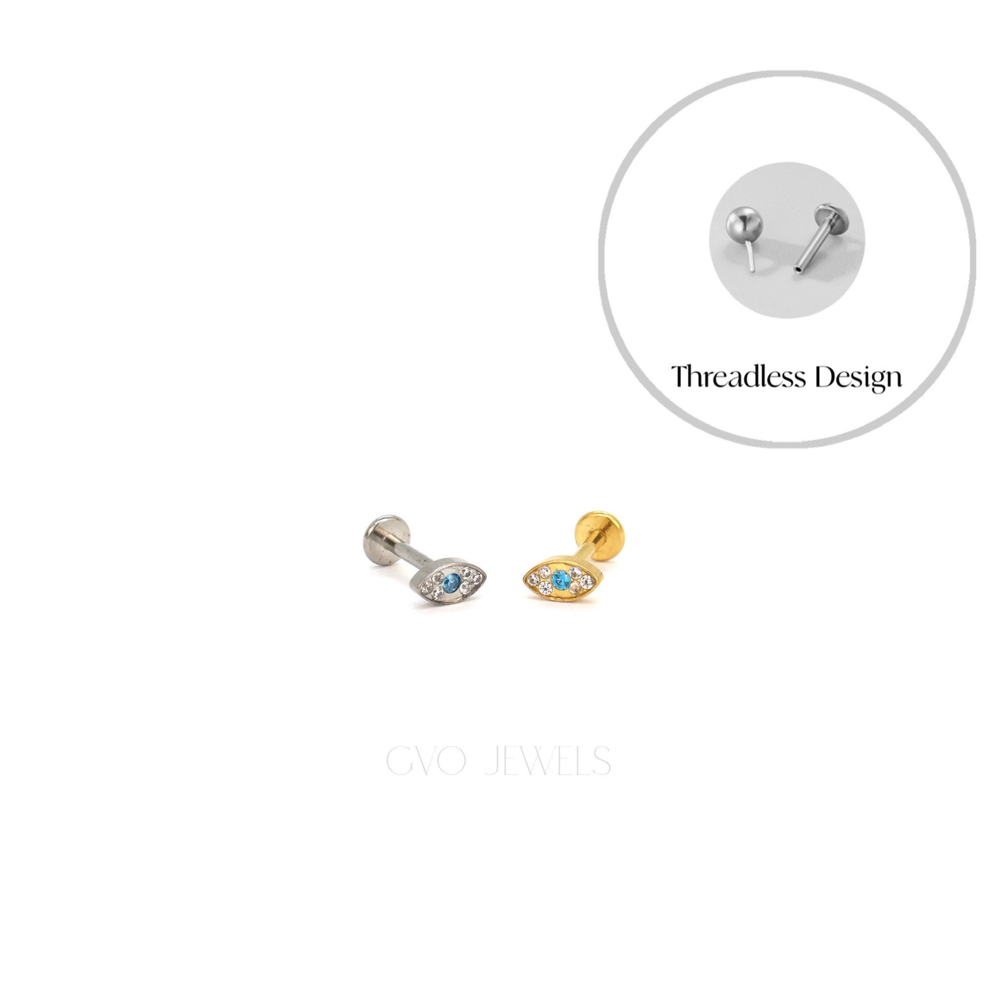 Threadless Push Pin Flat Back Labret 16G/18G/20G Stud Earrings Etsy Canada