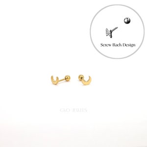 Screw Back Studs 18k Gold Everyday Stud Earring Hypoallergenic Dainty Tiny Small Stud 20G zdjęcie 4