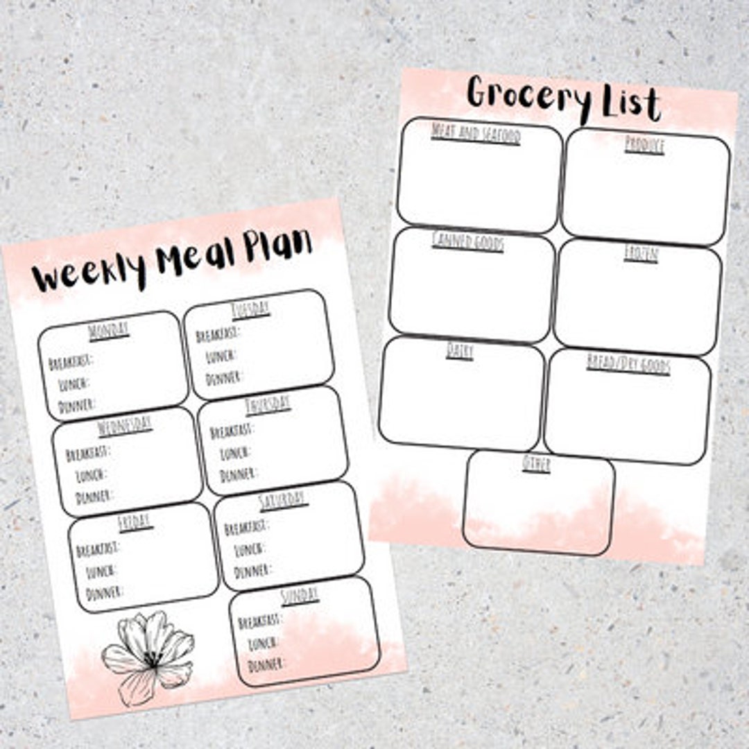 Weekly Meal Planner and Grocery List - Etsy