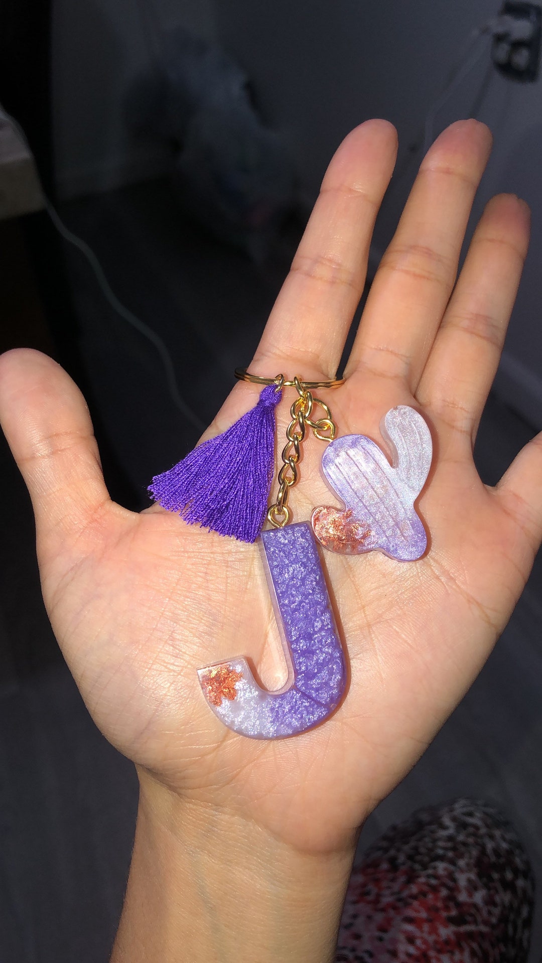 Letter J Handmade Personalized Resin Keychain - Etsy