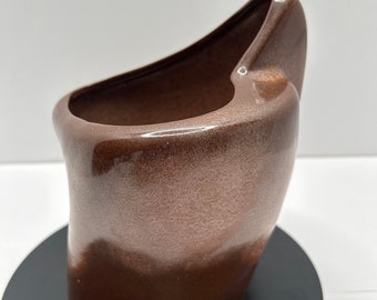 Vintage Frankoma Brown Glazed Pottery Vase 1950s