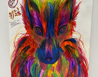 Arte pop “Lobo con piel de cordero” Ilustrado por JW con rotulador