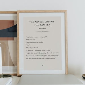 Tom Sawyer Printable Art | Mark Twain Book Quote Page Print | Literary Quote Sign | Classic American Literature | Library Decor | Young Love