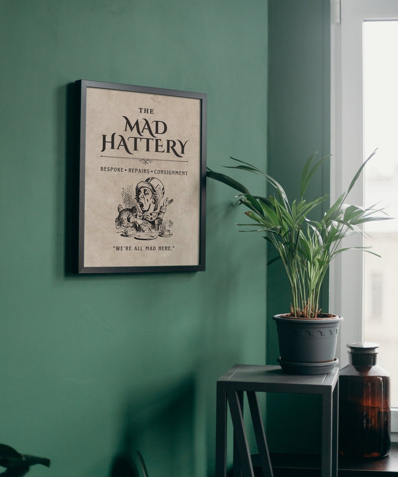 Hatter Text Mad Hatter Printable Art Poster | Book Quote Page | Alice in Wonderland ...