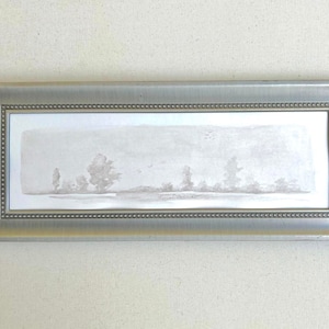 Small original watercolor of a landscape in vintage frame