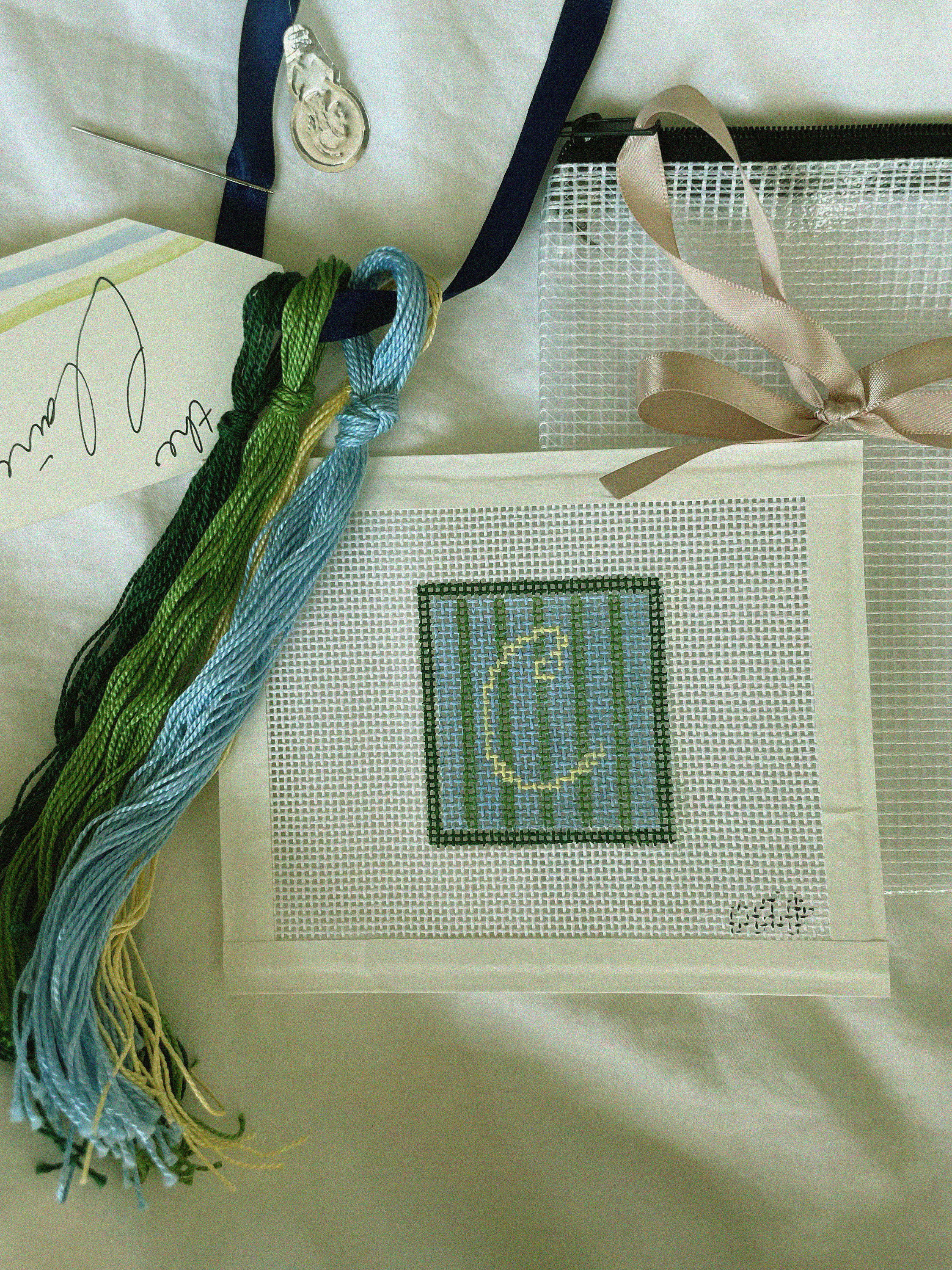 the claire - beginner personalized needlepoint patch kit
