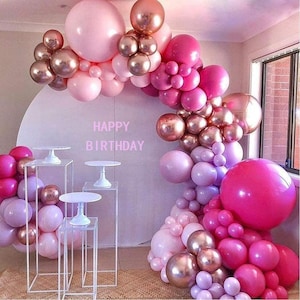 Hot Pink and Pink Balloon Garland Pink Birthday Party Decorations  | Wedding | Baby Shower Room Layout Arch Set Balloon Party Supplies