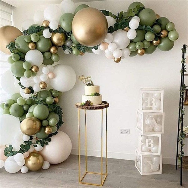 Sage Green Balloons Garland Birthday Party Decorations | Wedding | Baby Shower Arch Set Green Gold Apricot Balloon Party Supplies