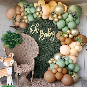 Woodland Animals Sage Green Balloons Garland Birthday Party Decorations | Baby Shower Arch Set Green Boho Balloon Party Supplies