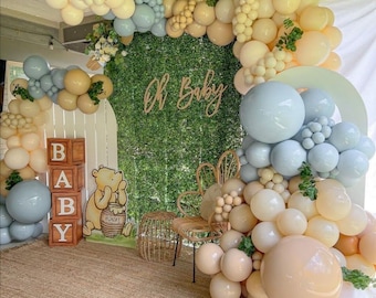 Yellow and Blue Balloons Garland Birthday Party Decorations | Baby Shower Arch Set Classic Bear Boy Theme Balloon Party Supplies