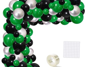 Green & Black Balloon Garland Kit: Birthday Party Decorations