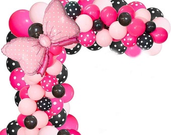 Hot Pink & Black Bow Balloon Garland Kit: Party Decorations