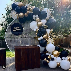 Black and Gold Balloon Garland Kit | Birthday Party Decorations | Wedding Baby Shower Graduation Arch