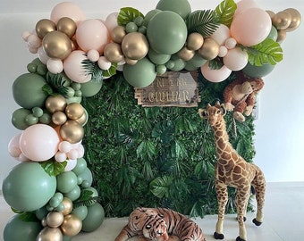 Guirnalda de globos rosa y verde salvia, decoraciones para fiesta de cumpleaños, boda, conjunto de arco para Baby Shower, suministros para fiesta de globos de albaricoque verde