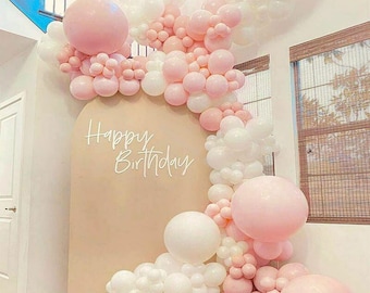 Pastel Pink and White Balloon Garland Birthday Party Decorations | Baby Shower | Bridal Shower Room Layout Arch Set Balloon Party Supplies