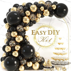 Black and Gold Balloon Arch Kit Birthday Party Decorations | Wedding | Baby Shower | Graduation Garland Set Balloons Party Supplies