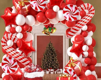Christmas Balloon Arch Kit: Candy Cane Garland Party Decorations