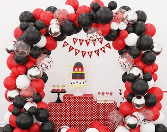 Black, Red and White  Balloon Arch Kit Birthday Party Decorations | Wedding | Baby Shower | Garland Set Balloons Party Supplies