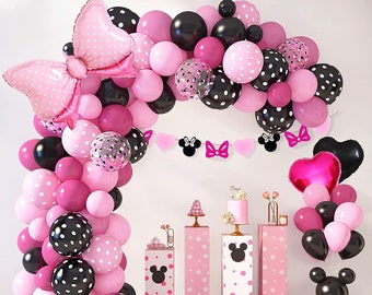 Pink & Black Bow Balloon Garland Kit: Birthday Party Decorations