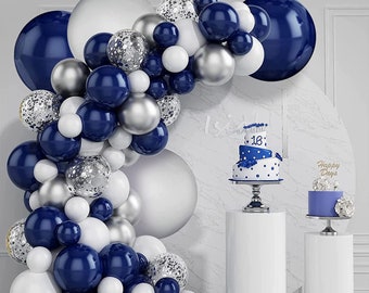 Kit de arco de guirnalda de globos azul polvoriento, 122 piezas, kit de  arco de globos azul bebé, dorado y blanco, decoraciones de baby shower para