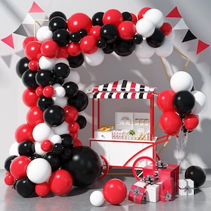 Cartel de fondo de feliz cumpleaños 18 con kit de arco de globos plateado y  negro - Decoración temática de fiesta de cumpleaños con purpurina para