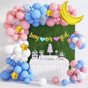 Moon & Stars Balloon Arch Kit | Birthday Party Decorations | Baby Shower Light Color Garland Set