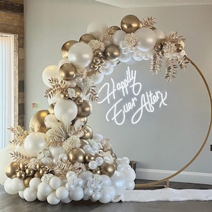 White and Gold Balloon Garland Birthday Party Decorations | Wedding | Baby Shower Layout Arch Set Gold and White Party Supplies