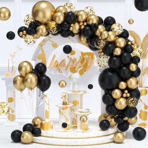 Black and Gold Balloon Arch Kit Birthday Party Decorations | Wedding | Baby Shower | Graduation Garland Set Balloons Party Supplies
