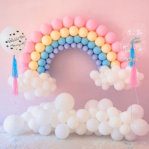 Pastel Rainbow Balloons Garland Birthday Party Decorations | Baby Shower Room Layout Arch Set Light Colors Balloon Party Supplies