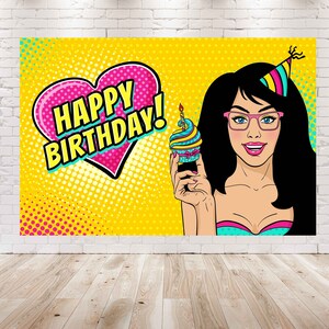 Pop Art Birthday Backdrop: Retro Comics Party Photo Booth (7x5 FT)