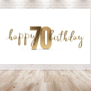 7X5FT 70 Years Gold Birthday Backdrop | 70th Birthday Background for Party Decorations| Seventy Birthday Photo Poster