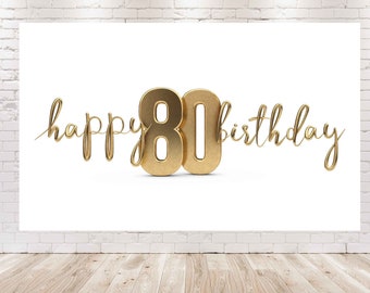 7X5FT 80 Years Gold Birthday Backdrop | 80th Birthday Background for Theme Party Decorations | Eighty Birthday Photo Poster