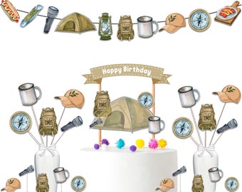 Camping Birthday Party Decorations Kit | Adventure Themed Party Supplies Set