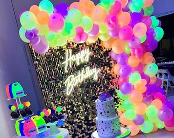 Neon Balloon Arch Kit: Glow Up Party Decorations